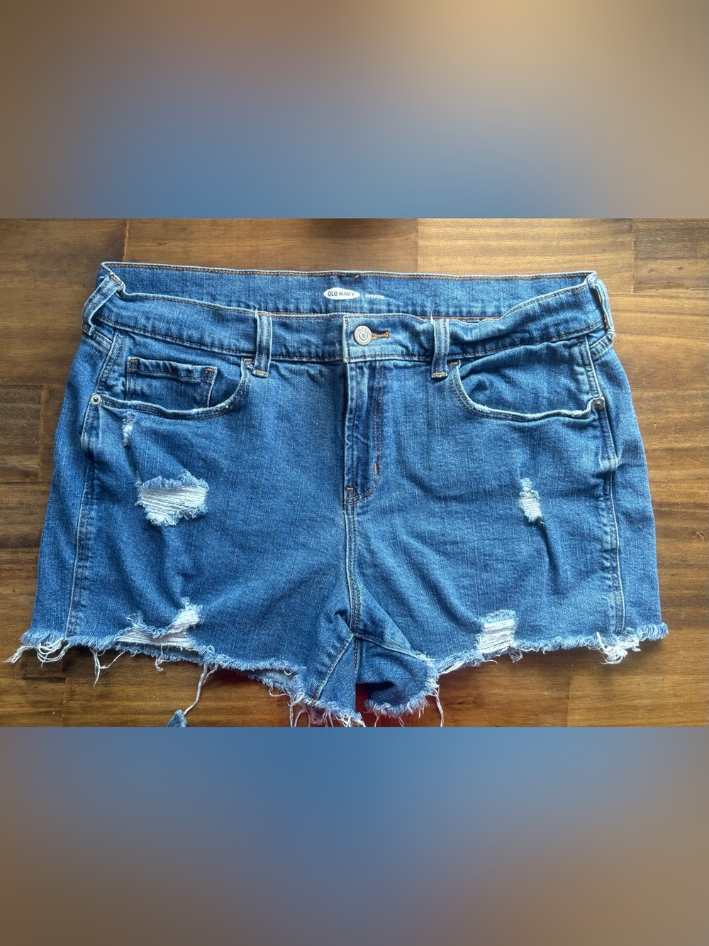 Old Navy Medium Blue Distressed Denim Cutoff Shorts